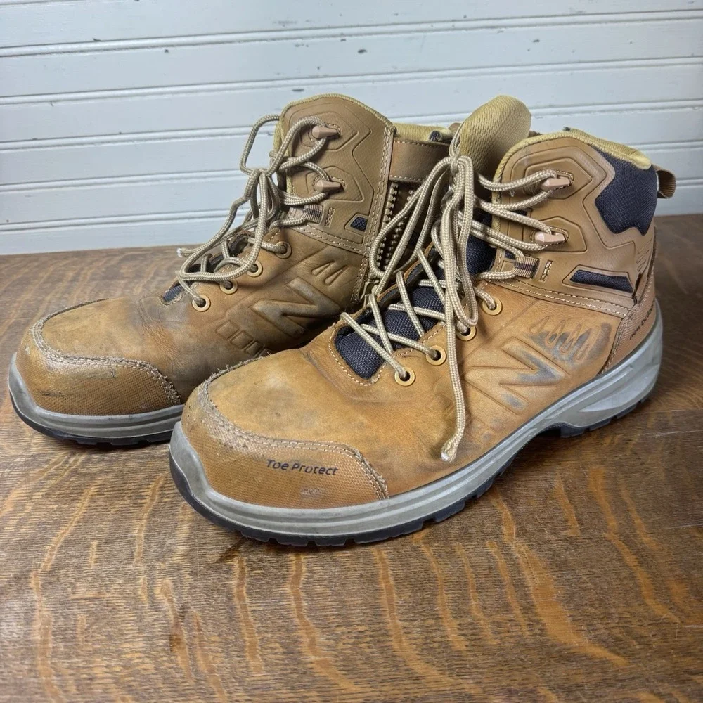 New Balance 10.5 EE Steel Toe Work Boots Brown Side Zip EH PR SR Leather